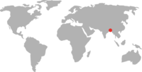 World map pointing to Bangladesh